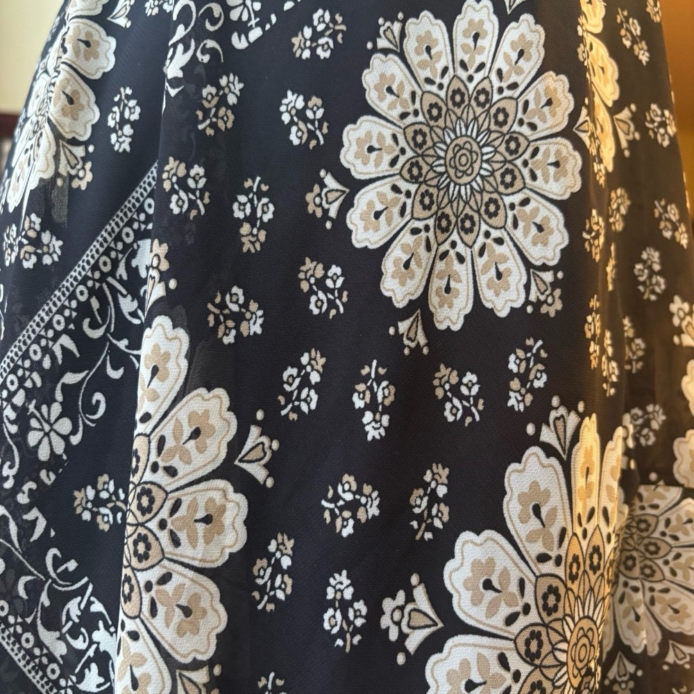 Vintage 90s Y2K Black White Floral Halter Boho Festival Midi Maxi Dress Size 8 - Picture 10 of 11